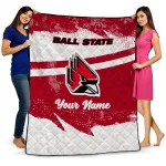 custom ball state cardinals brushstroke layers red quilt blanket best selling