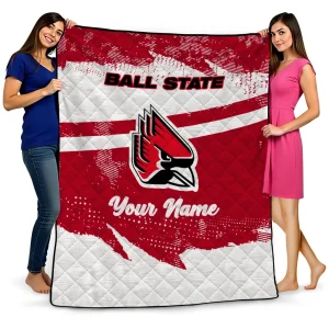 custom ball state cardinals brushstroke layers red quilt blanket best selling
