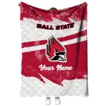 custom ball state cardinals brushstroke layers red quilt blanket best selling