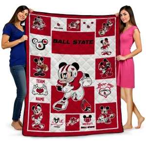 custom ball state cardinals mickey crimson red white quilt blanket best selling