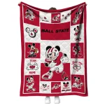 custom ball state cardinals mickey crimson red white quilt blanket best selling