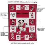 custom ball state cardinals mickey crimson red white quilt blanket best selling