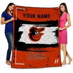 custom baltimore orioles grunge patch orange white quilt blanket best selling