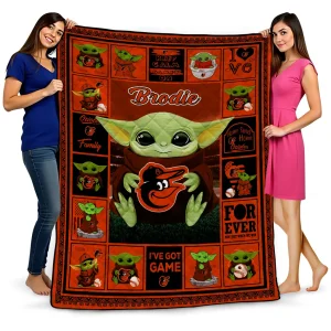 custom baltimore orioles yody baby motif orange quilt blanket best selling