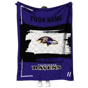 custom baltimore ravens grunge patch purple white quilt blanket fashion forward