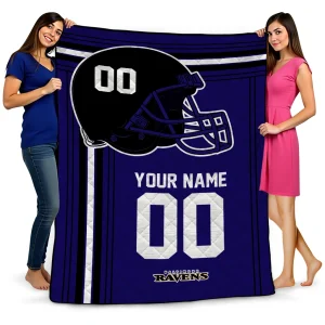 custom baltimore ravens helmet theme purple quilt blanket best selling