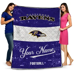custom baltimore ravens hibiscus burst purple white quilt blanket best selling