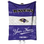 custom baltimore ravens hibiscus burst purple white quilt blanket best selling