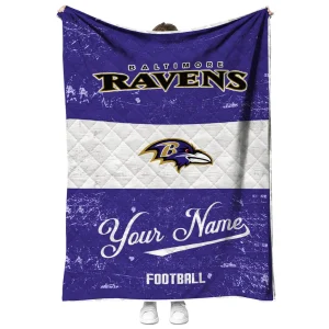 custom baltimore ravens hibiscus burst purple white quilt blanket fashion forward