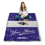 custom baltimore ravens hibiscus burst purple white quilt blanket best selling