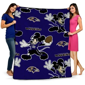 custom baltimore ravens mickey football purple quilt blanket best selling
