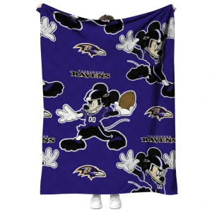 custom baltimore ravens mickey football purple quilt blanket fashion forward