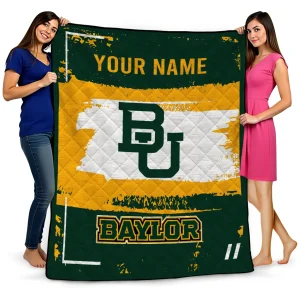 custom baylor bears grunge patch green white quilt blanket best selling
