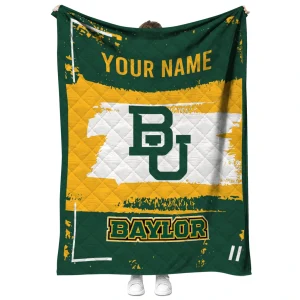 custom baylor bears grunge patch green white quilt blanket fashion forward