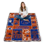 custom boise state broncos helmet passion orange quilt blanket best selling
