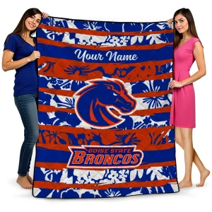 custom boise state broncos layered florals orange white quilt blanket best selling