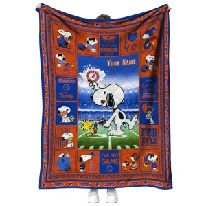 custom boise state broncos snoopy coach orange quilt blanket fashion forward