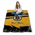 custom boston bruins brushstroke layers gold quilt blanket best selling