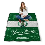 custom boston celtics helmet fan green white quilt blanket best selling