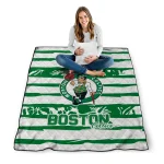custom boston celtics layered florals green white quilt blanket best selling
