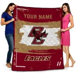 custom boston college eagles grunge patch maroon white quilt blanket best selling