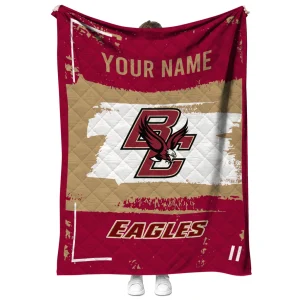 custom boston college eagles grunge patch maroon white quilt blanket fashion forward