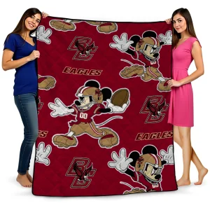 custom boston college eagles mickey football maroon quilt blanket best selling