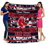 custom boston red sox layered florals red white quilt blanket best selling