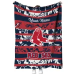 custom boston red sox layered florals red white quilt blanket best selling