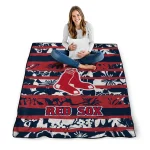 custom boston red sox layered florals red white quilt blanket best selling