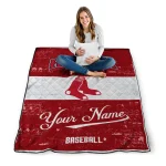 custom boston red sox snoopy victory red white quilt blanket best selling