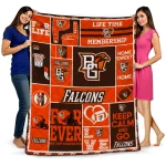 custom bowling green falcons helmet passion orange quilt blanket best selling
