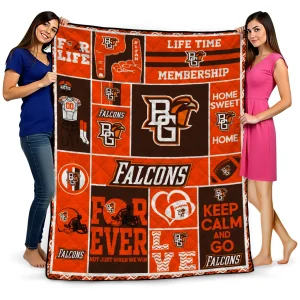 custom bowling green falcons helmet passion orange quilt blanket best selling