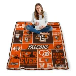 custom bowling green falcons helmet passion orange quilt blanket best selling