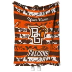 custom bowling green falcons layered florals orange white quilt blanket best selling
