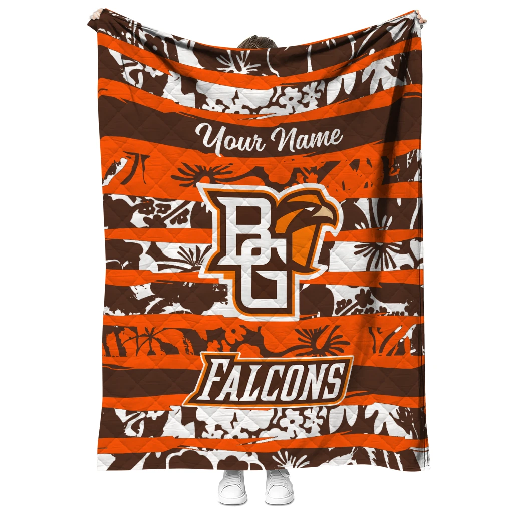 custom bowling green falcons layered florals orange white quilt blanket fashion forward custom bowling green falcons layered florals orange white quilt blanket fashion forward