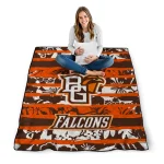custom bowling green falcons layered florals orange white quilt blanket best selling