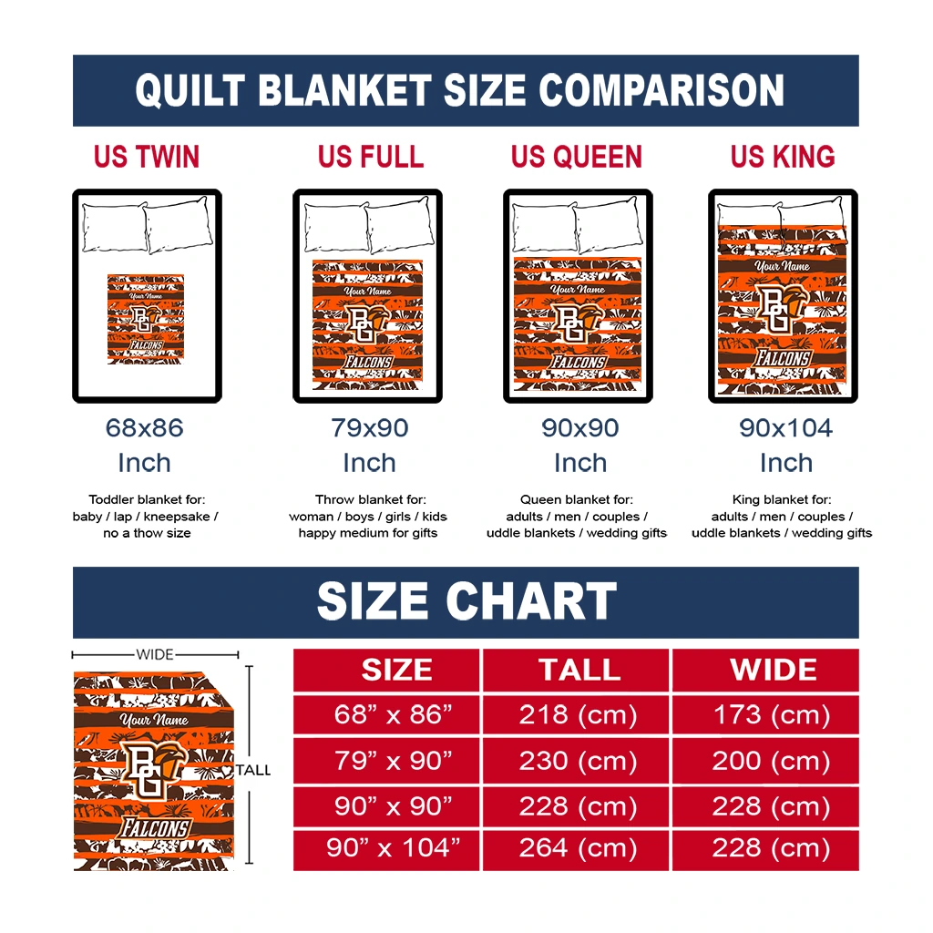 custom bowling green falcons layered florals orange white quilt blanket new arrival custom bowling green falcons layered florals orange white quilt blanket new arrival