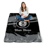 custom brooklyn nets brushstroke layers black quilt blanket best selling