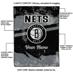 custom brooklyn nets brushstroke layers black quilt blanket best selling
