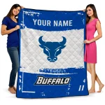 custom buffalo bulls grunge patch royal blue white quilt blanket best selling