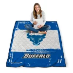 custom buffalo bulls grunge patch royal blue white quilt blanket best selling