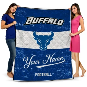 custom buffalo bulls hibiscus burst royal blue white quilt blanket best selling