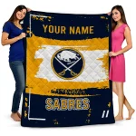custom buffalo sabres grunge patch navy blue white quilt blanket best selling