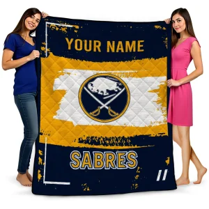 custom buffalo sabres grunge patch navy blue white quilt blanket best selling
