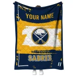 custom buffalo sabres grunge patch navy blue white quilt blanket best selling