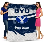 custom byu cougars brushstroke layers blue quilt blanket best selling
