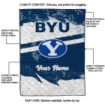 custom byu cougars brushstroke layers blue quilt blanket best selling