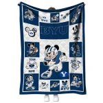 custom byu cougars mickey crimson blue white quilt blanket best selling