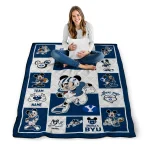 custom byu cougars mickey crimson blue white quilt blanket best selling